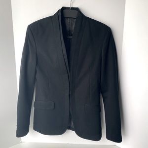 Zara Man Small Black Single Button Single Vent Collarless Blazer Jacket